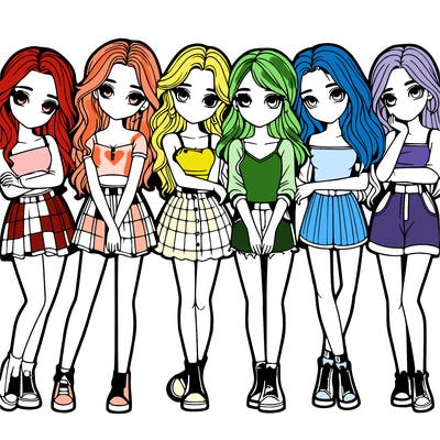 a group of girls realistic