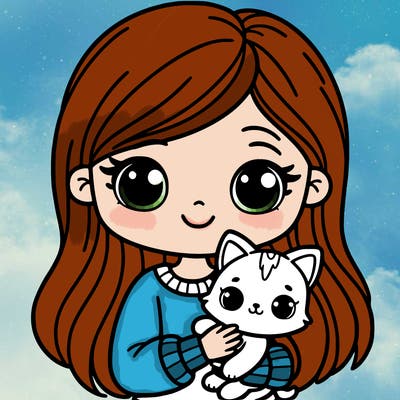 girl holding a kitten