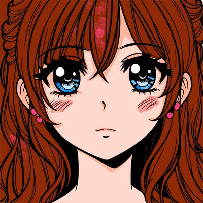 beautiful manga girl with eyes, nose, lips