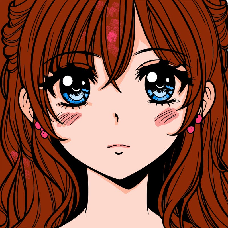 beautiful manga girl with eyes, nose, lips