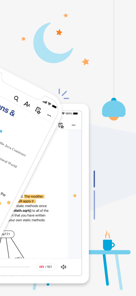 McGraw Hill Express Library - McGraw Hill Express Library interface on iPhone and iPad showing a digital textbook with highlighted text and search tools
