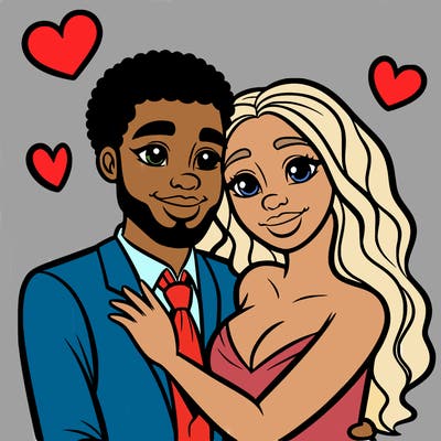 black man and white women in love realistic