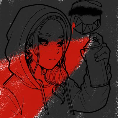 a realistic girl, spray painting