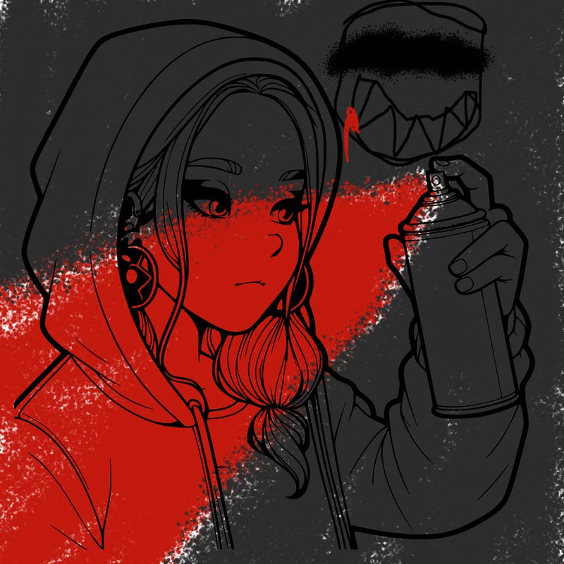 a realistic girl, spray painting