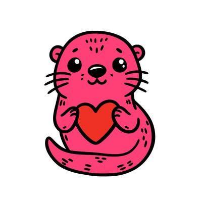 otter with a heart