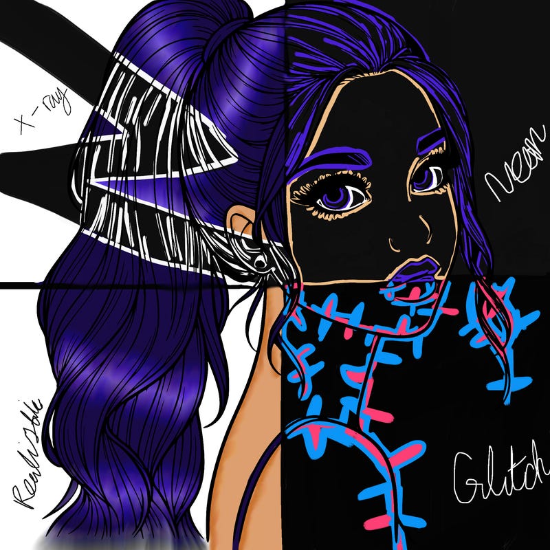 realistic pretty girl with high pony tail