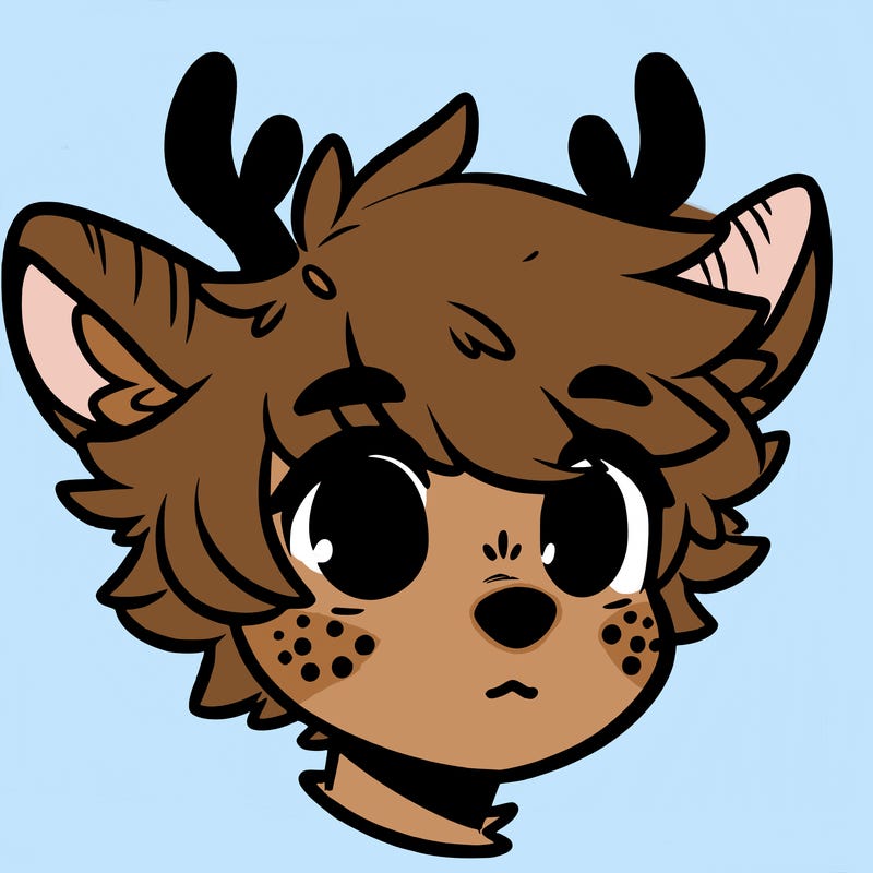 a humanoid deer with soft fluffy ears