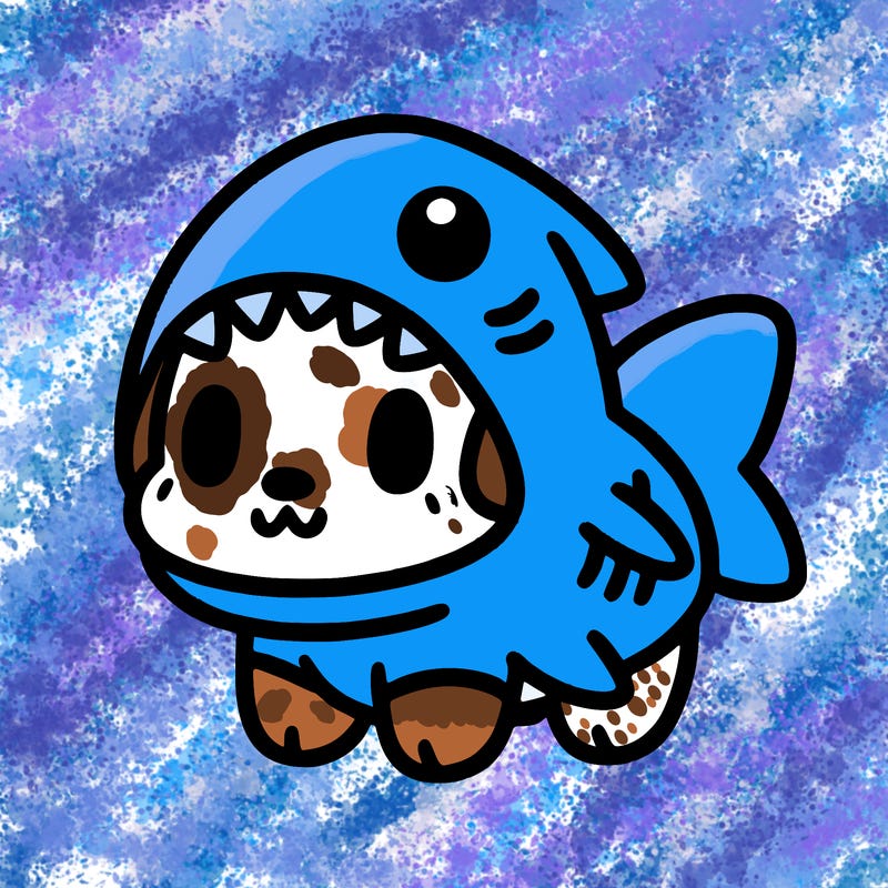 cute dog wearing a shark costume