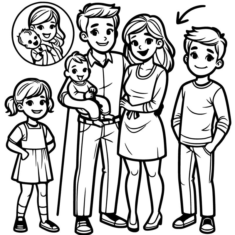 mom, dad, son, daughter, baby girl