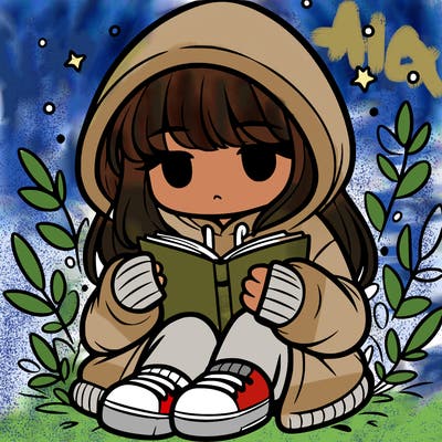 girl in oversized hoodie reading a book