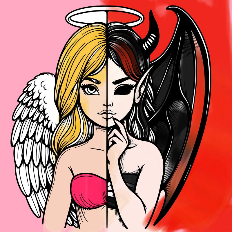 realistic angel half demon