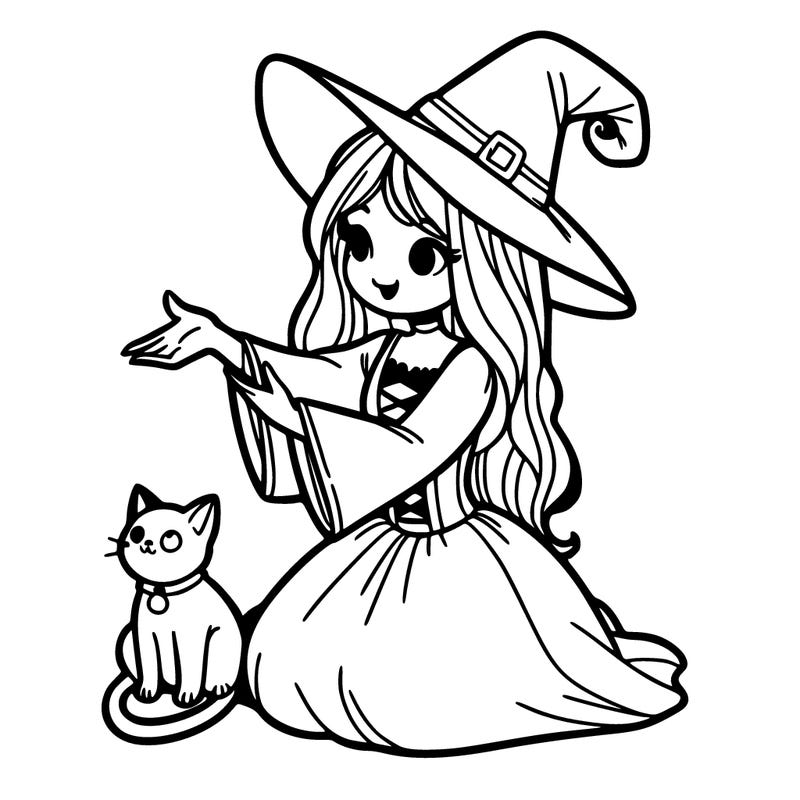 witch with cat