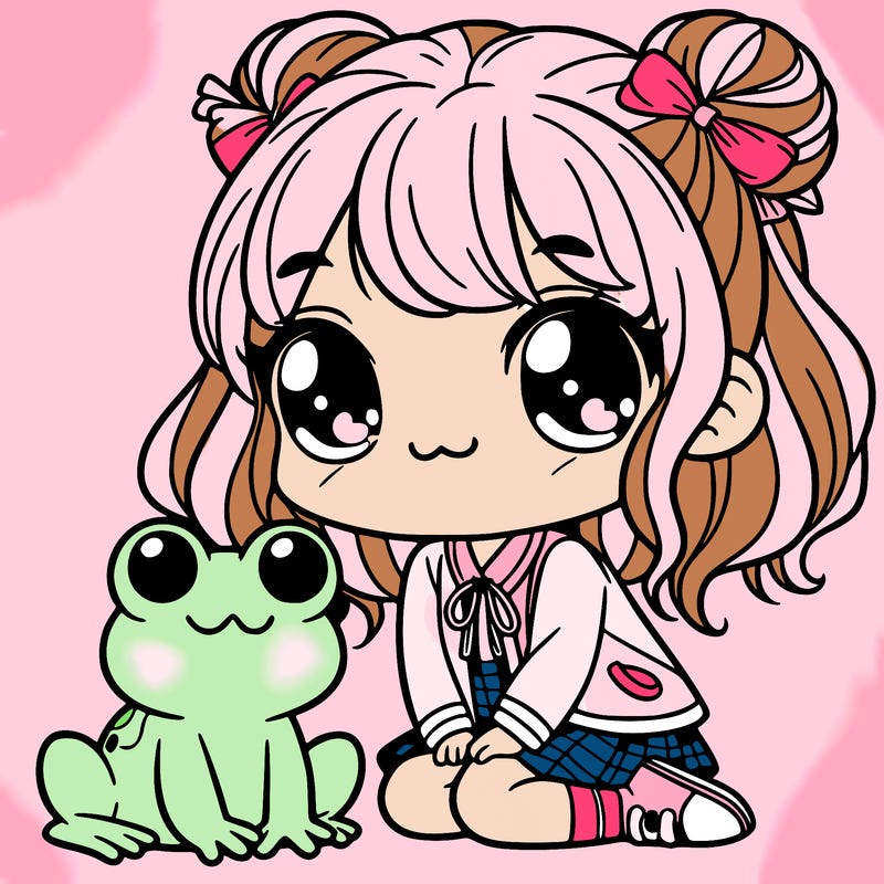cute girl with frog