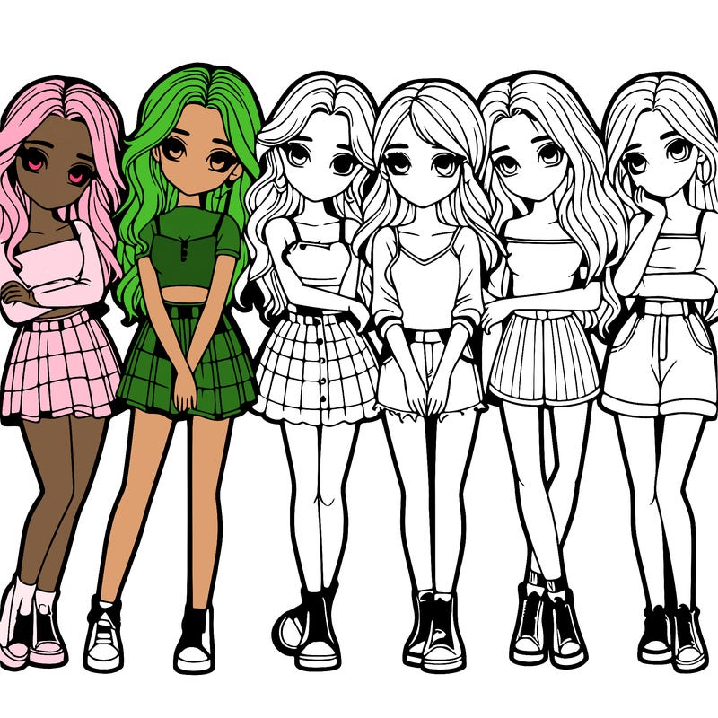 a group of girls realistic