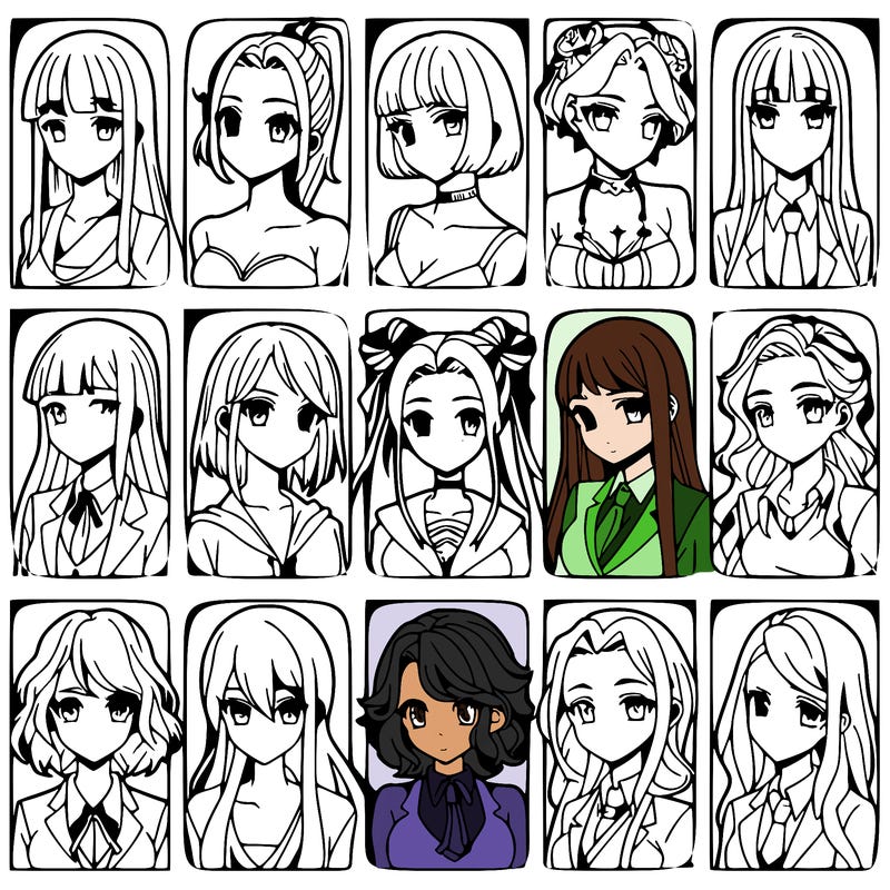 girls that look diffrent anime