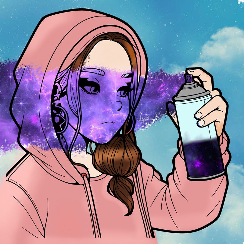 a realistic girl, spray painting