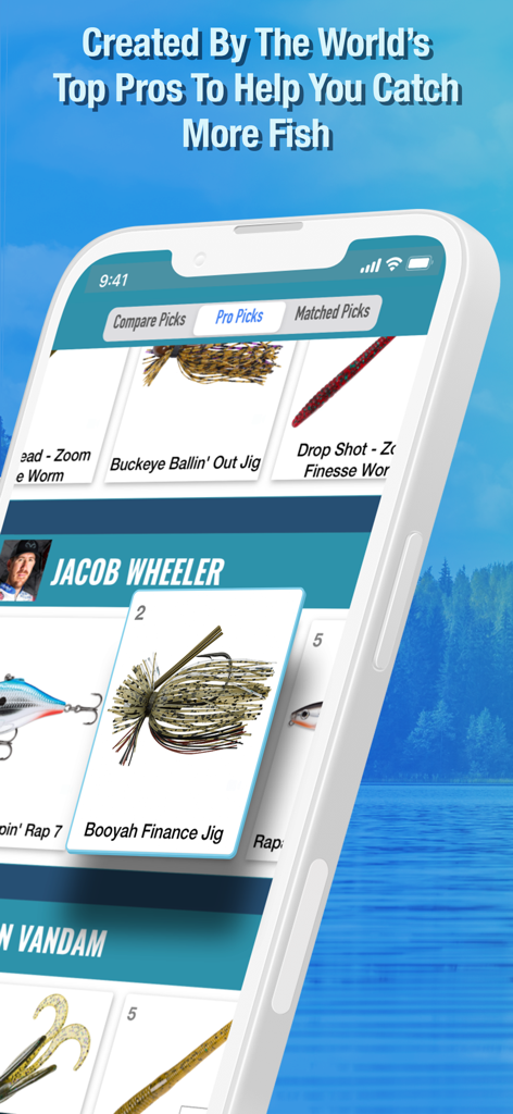 BassForce: Bass Fishing Guide - BassForce app showing pro fishing lure recommendations for bass anglers