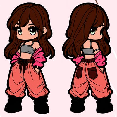 girl in crop top and baggy pants