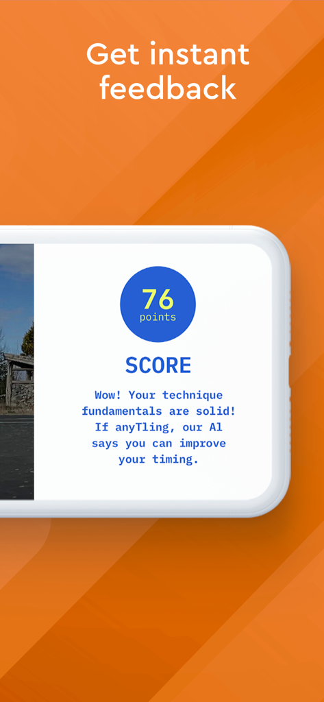 sevensix – Tennis AI Coach - Sevensix app screen displaying an AI performance score of 76 and technical feedback on tennis swing timing.