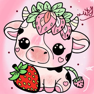 cute strawberry cow