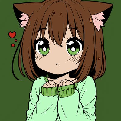 shy anime catgirl