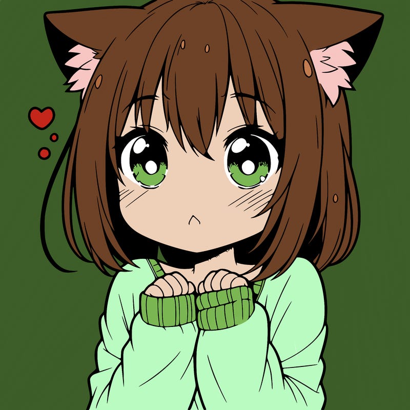 shy anime catgirl