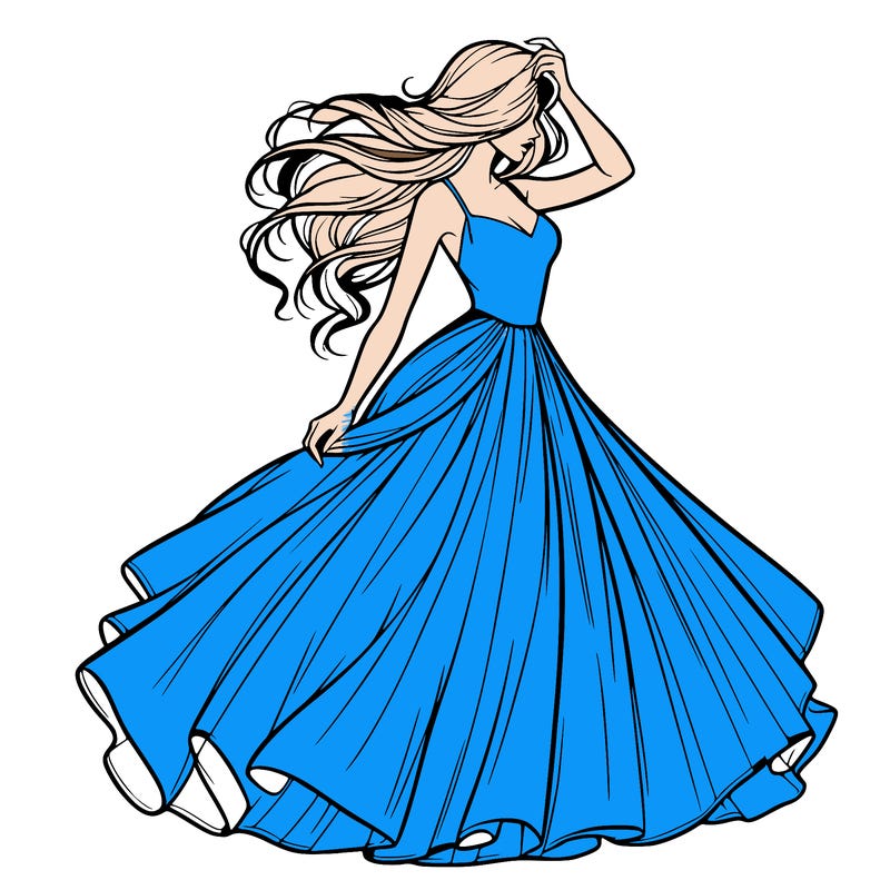 realistic woman with dress flowing in the wind