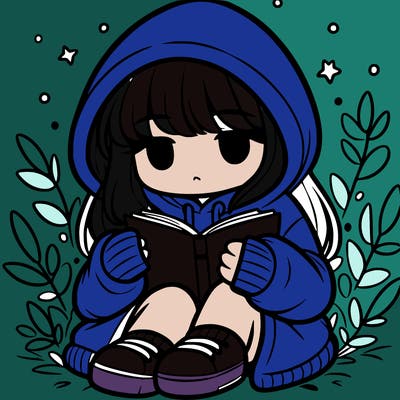 girl in oversized hoodie reading a book