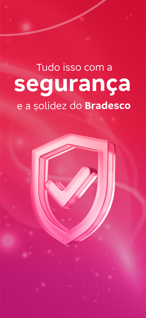 Ícone de escudo de segurança para o aplicativo móvel do Banco Bradesco, destacando segurança e confiabilidade.