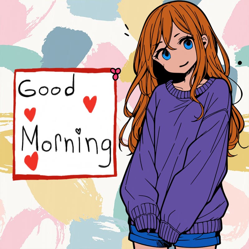 manga teen girl  in a sweater and baggy pants