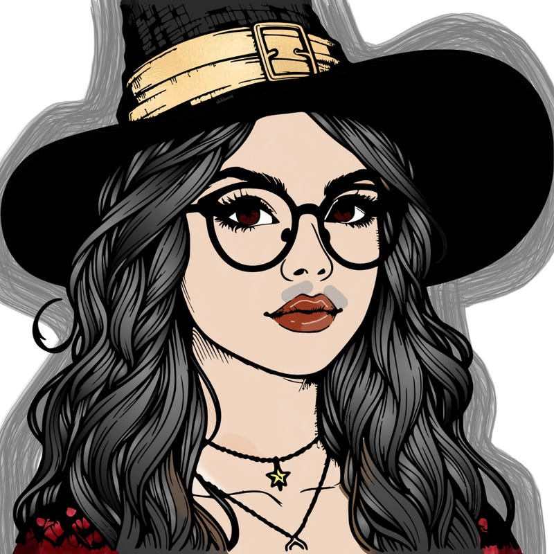 a witch with glasses realistic