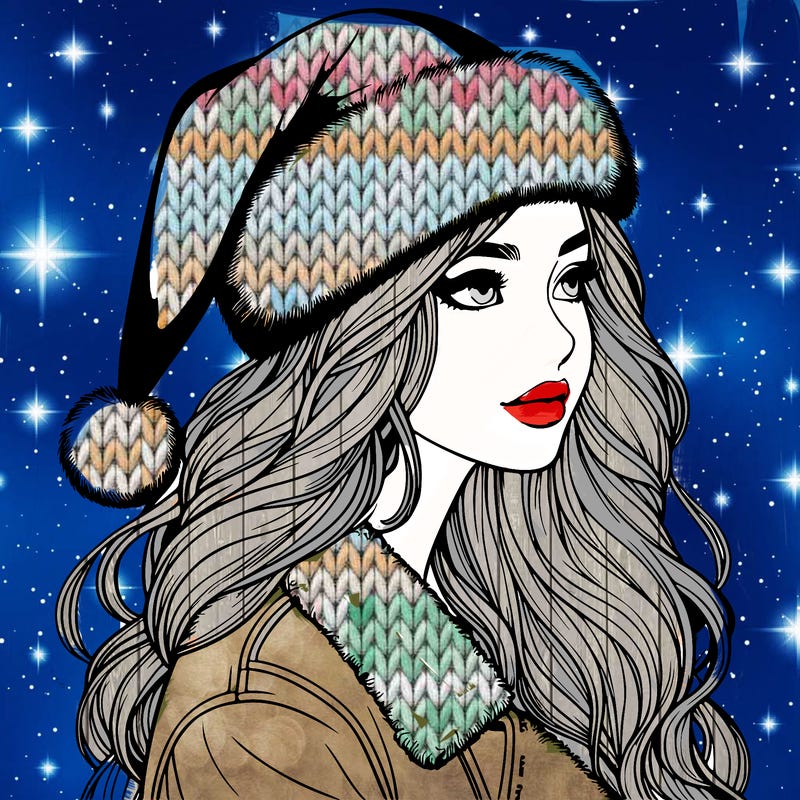 realistic girl in santa hat