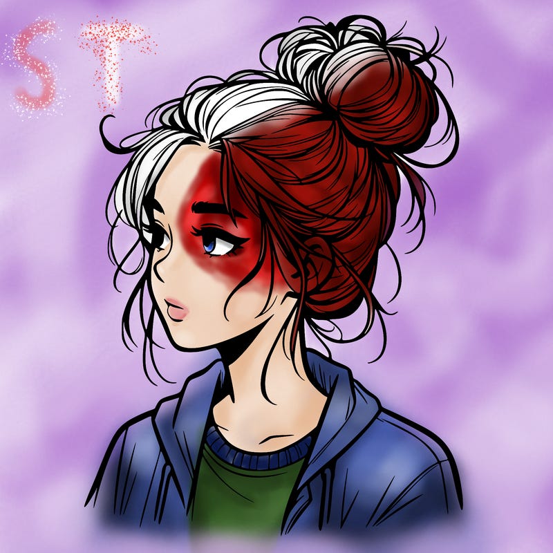 realistic teenage girl with a messy bun
