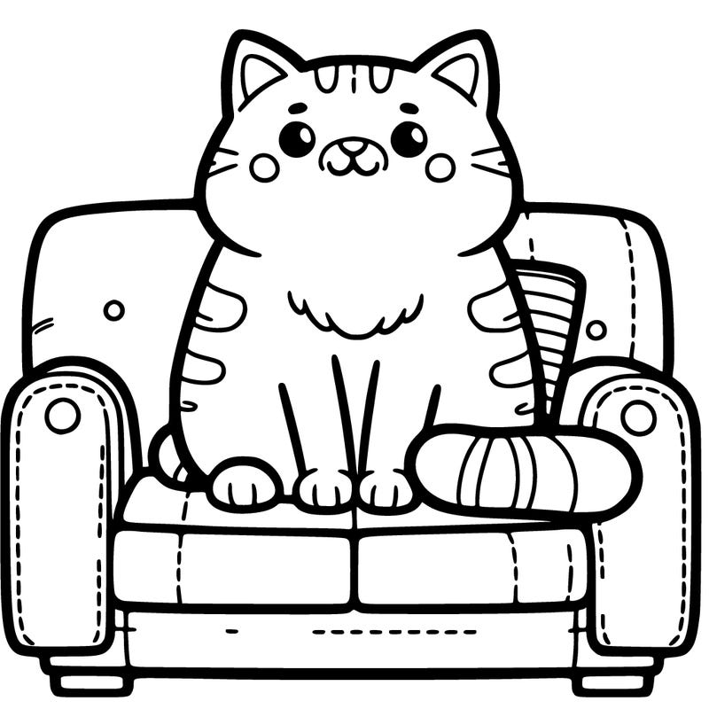 big cat sitting down on a couch