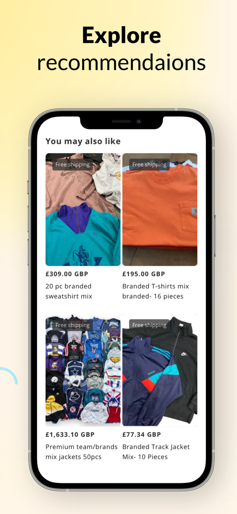 Fleek Wholesale - Explore recommended vintage clothing bundles for resellers on the Fleek Wholesale mobile app.