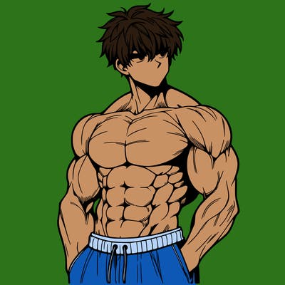 muscular anime boy