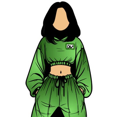 realistic girl faceless with baggy pants and a crop top