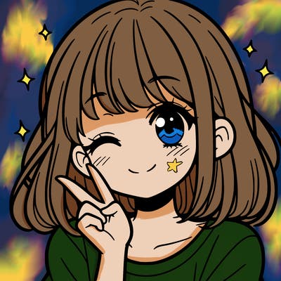 cute teenage girl manga character winking and smiling