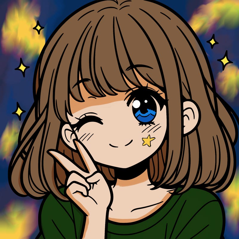 cute teenage girl manga character winking and smiling