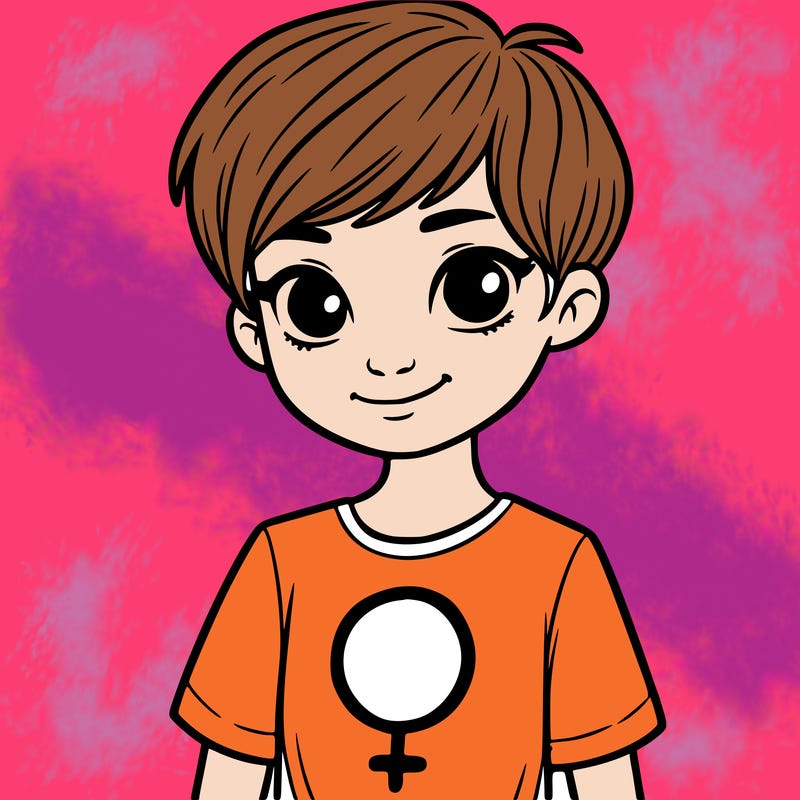 girl with pixie cut and feminist shirt