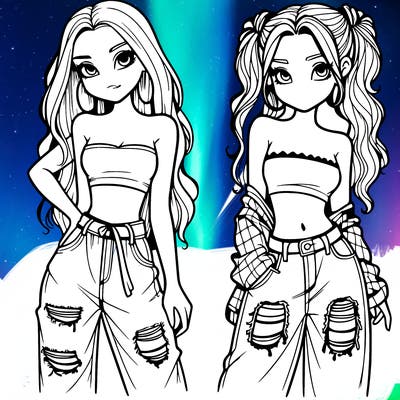 2 girls in crop tops and baggy jeans ripped