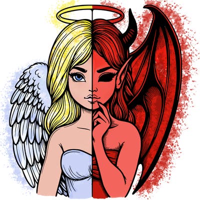 realistic angel half demon