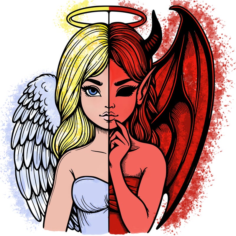 realistic angel half demon