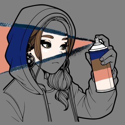 a realistic girl, spray painting