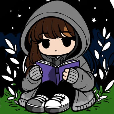 girl in oversized hoodie reading a book