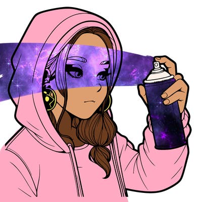 a realistic girl, spray painting