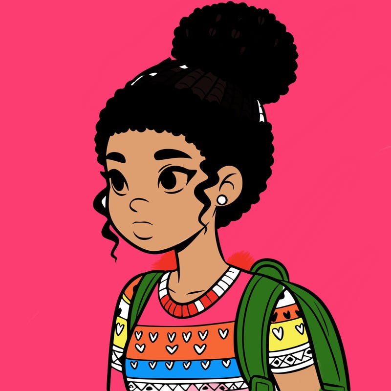 teen black girl with a bun