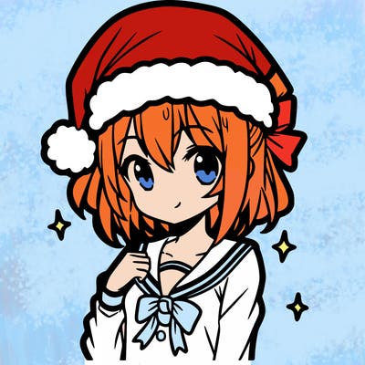 anime girl wearing a santa hat