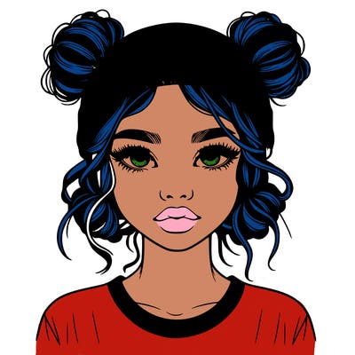 realistic girl with buns in her hair with a beanie on