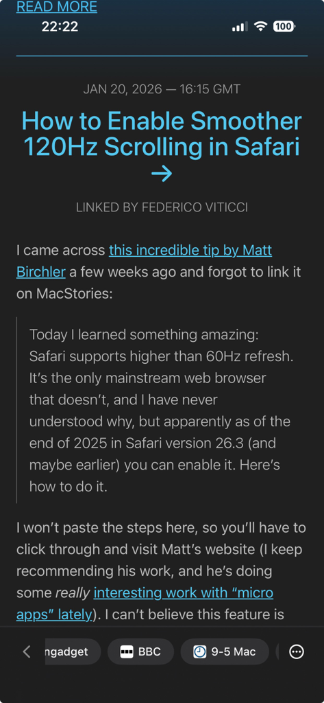 Favorites Private Browser - Minimalist reading view in Favorites Private Browser with quick access site icons at the bottom
